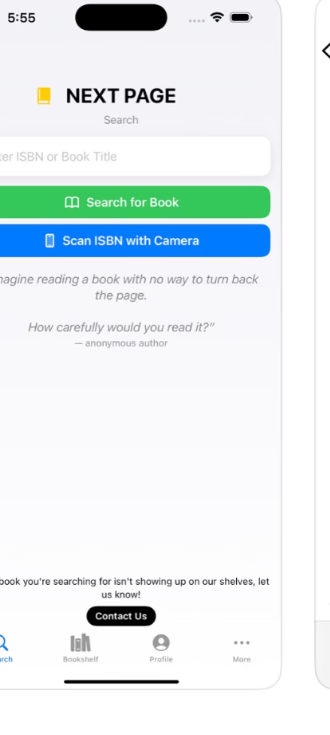 Next Page search screen